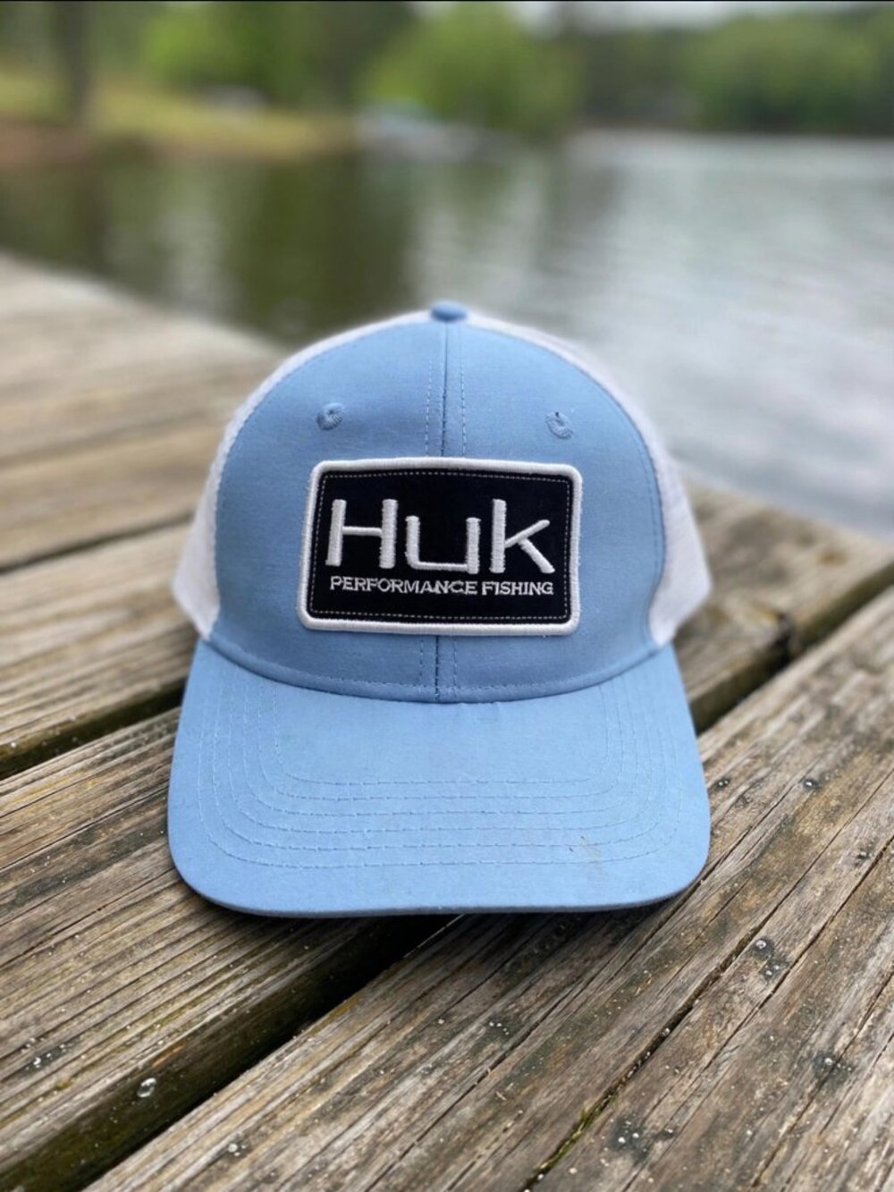 Huk Performance Fishing Trucker Hat Light Blue Mesh Snapback